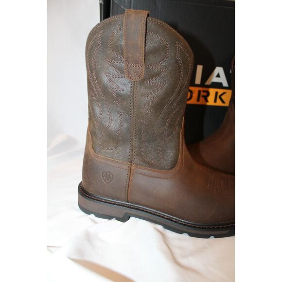 NIB Ariat Men's Groundbreaker Leather Soft Toe Boots BROWN SZ 9 - Picture 3 of 6